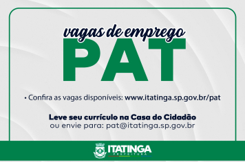   VAGAS DE EMPREGO – PAT ITATINGA