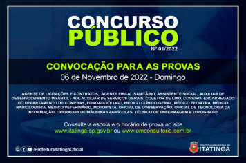 CONCURSO PÚBLICO Nº 01/2022 - LOCAL E HORÁRIO DE PROVA 