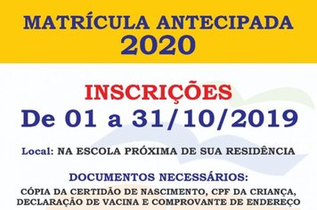 MATRÍCULAS ANTECIPADA - 2020
