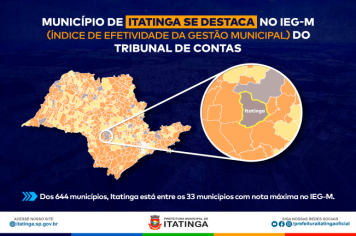 MUNICÍPIO DE ITATINGA SE DESTACA NO IEG-M (ÍNDICE DE EFETIVIDADE DA GESTÃO MUNICIPAL) DO TRIBUNAL DE CONTAS