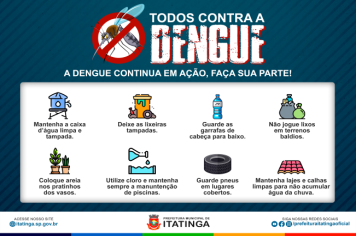 Prezados moradores, é com preocupação que informamos a presença de CASOS POSITIVOS DE DENGUE em nosso município. Este é um ALERTA para todos nós, pois a dengue representa uma séria ameaça à saúde pública.