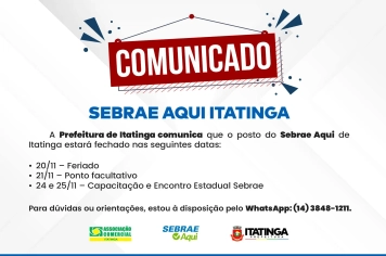 Comunicado – Sebrae Aqui Itatinga