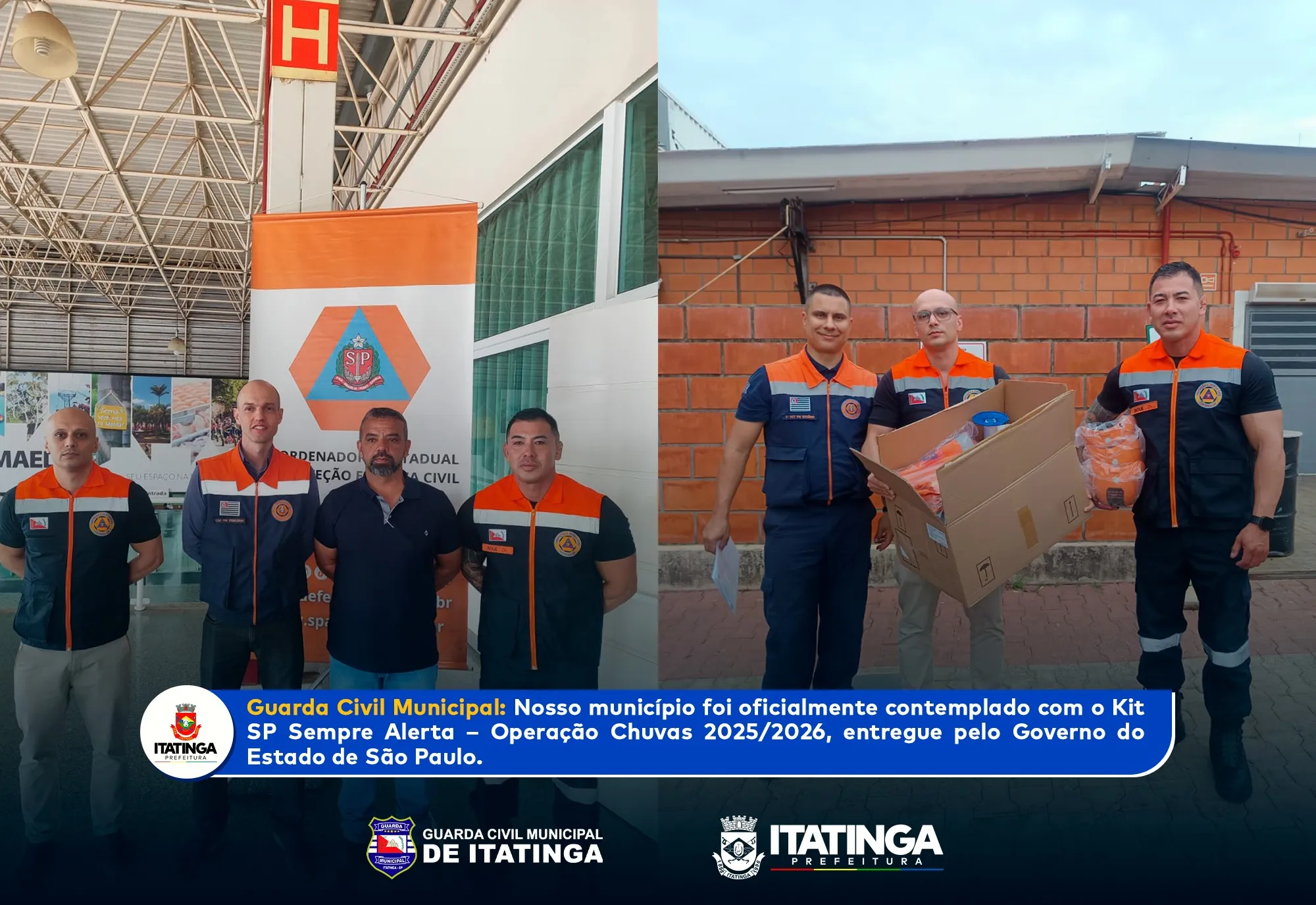 ITATINGA É CONTEMPLADA COM O KIT “SP SEMPRE ALERTA – OPERAÇÃO CHUVAS 2025/2026”
