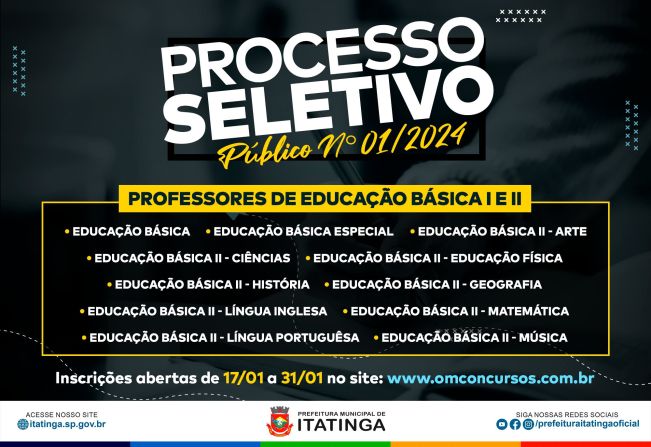 PROCESSO SELETIVO PROFESSORES EDUCAÇÃO BÁSICA I E II