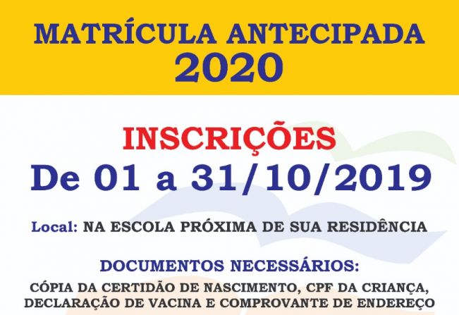 MATRÍCULAS ANTECIPADA - 2020