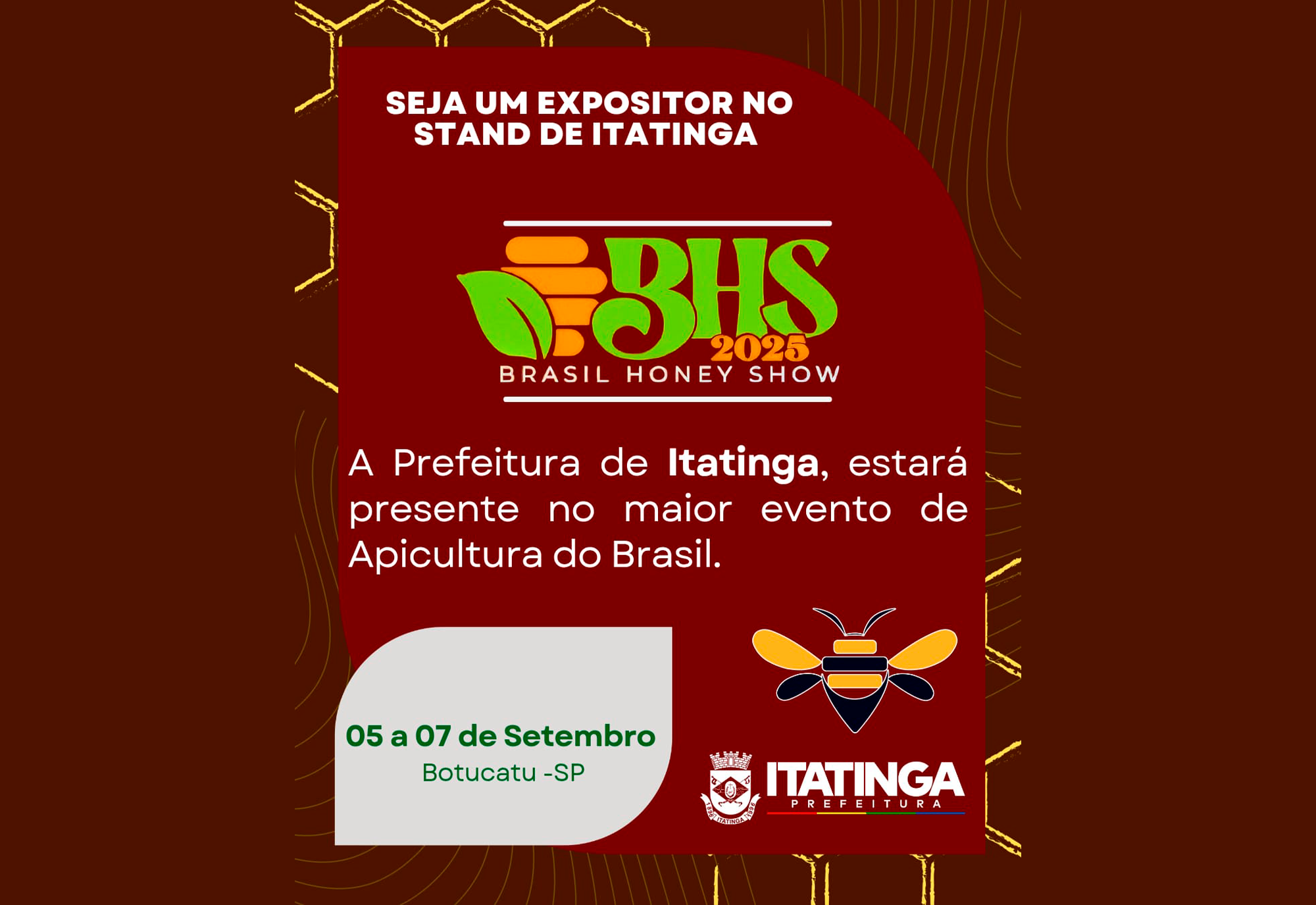 ATENÇÃO, APICULTORES, ARTESÃOS E PRODUTORES DE GASTRONOMIA GOURMET DE ITATINGA!