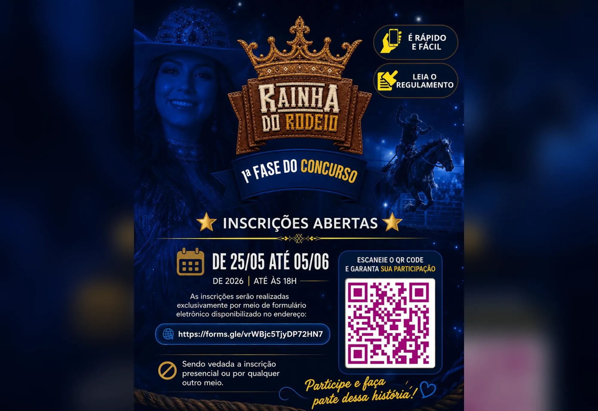 Concurso Rainha do Rodeio 2026 – Inscrições Abertas