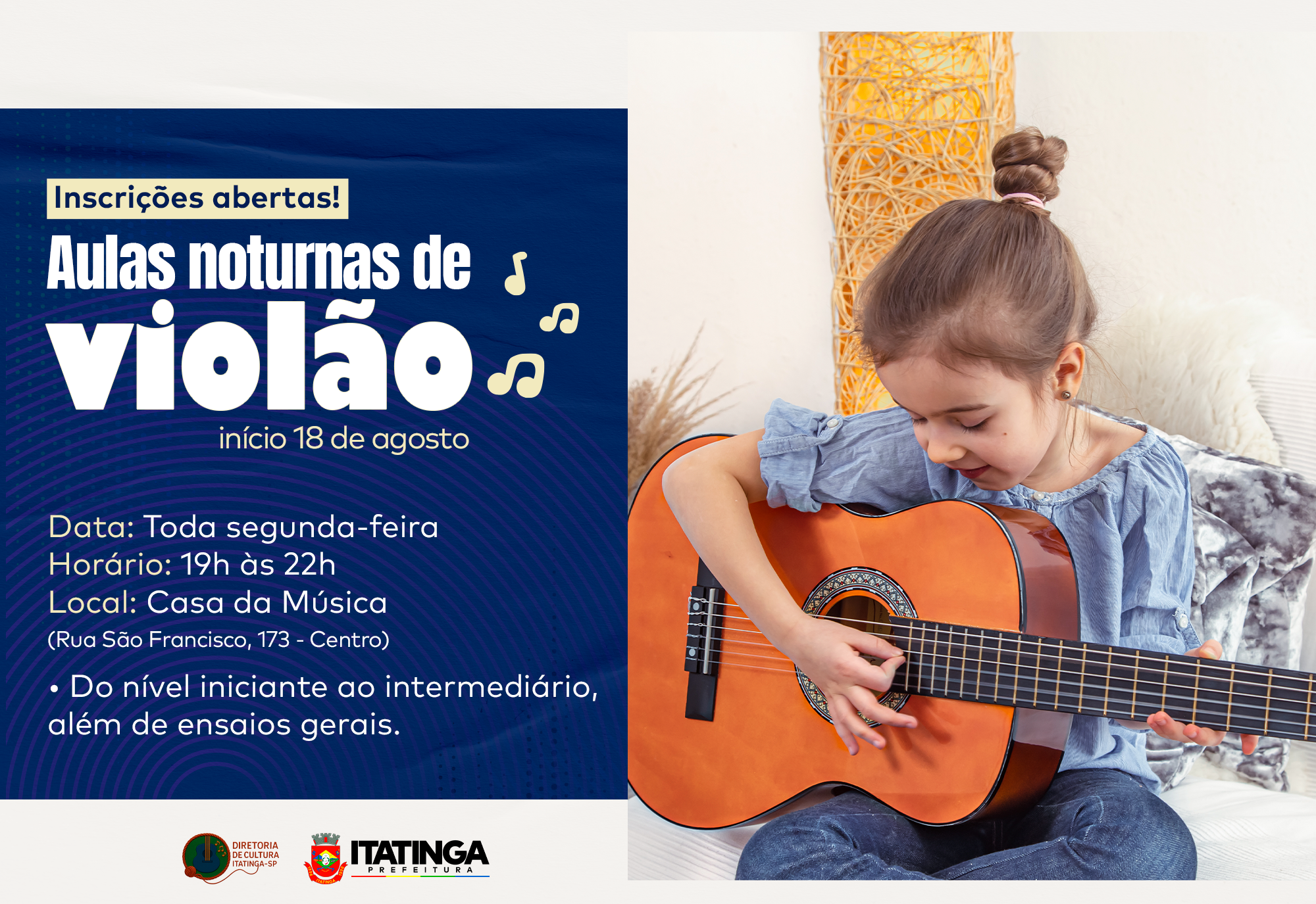 AULAS NOTURNAS DE VIOLÃO