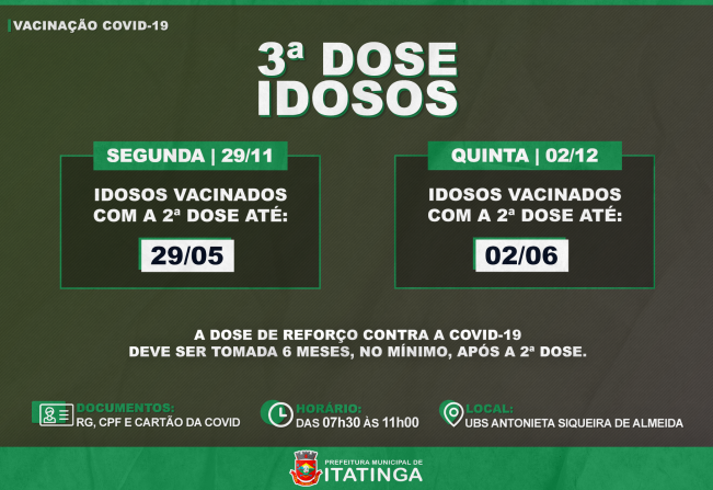 ATENÇÃO IDOSOS - 3ª DOSE - COVID-19